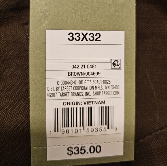 NWT Brown Utility Pants with Versatile Design. Size:33W 32L. - Picture 6 of 7